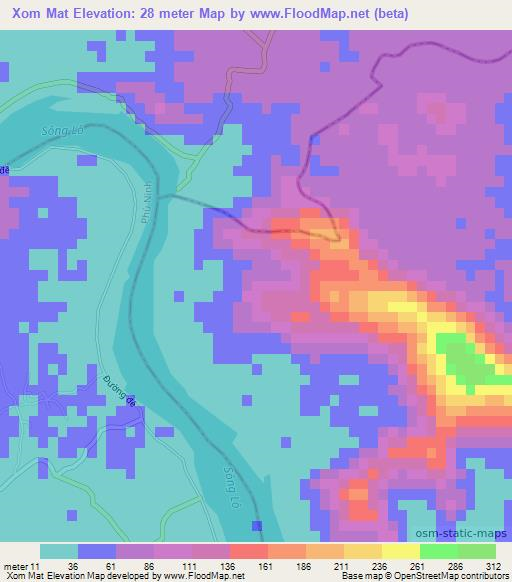 Xom Mat,Vietnam Elevation Map