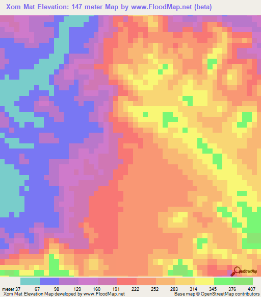 Xom Mat,Vietnam Elevation Map