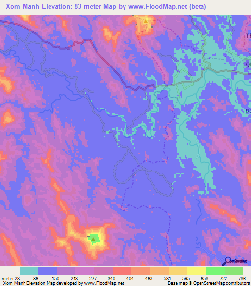 Xom Manh,Vietnam Elevation Map