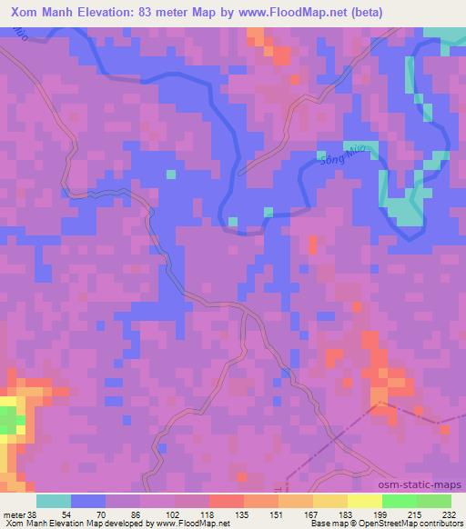 Xom Manh,Vietnam Elevation Map