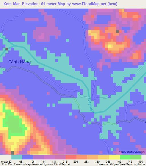 Xom Man,Vietnam Elevation Map