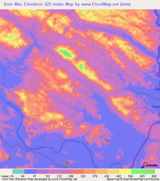 Xom Mac,Vietnam Elevation Map