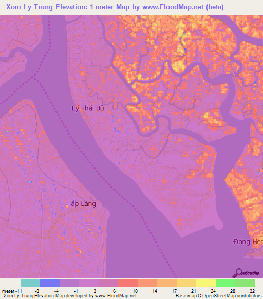 Xom Ly Trung,Vietnam Elevation Map