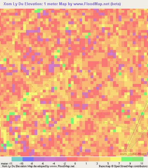 Xom Ly Du,Vietnam Elevation Map