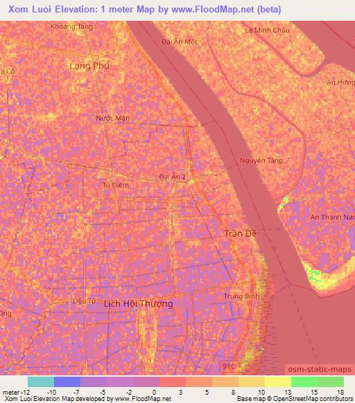 Xom Luoi,Vietnam Elevation Map