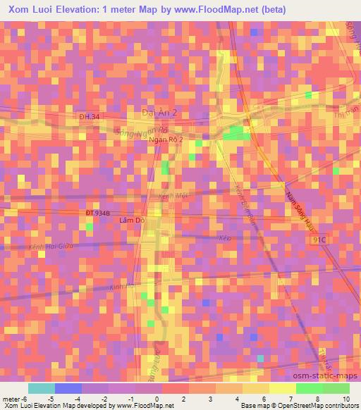 Xom Luoi,Vietnam Elevation Map