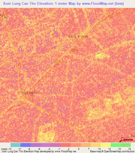 Xom Lung Can Tho,Vietnam Elevation Map