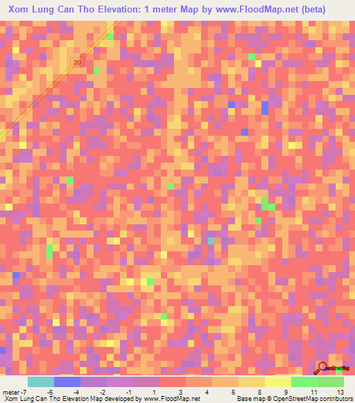 Xom Lung Can Tho,Vietnam Elevation Map