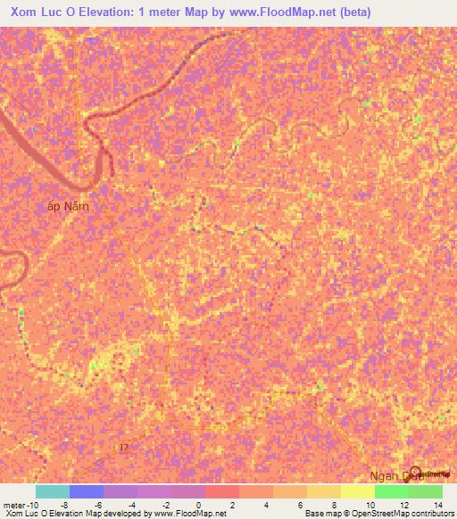 Xom Luc O,Vietnam Elevation Map