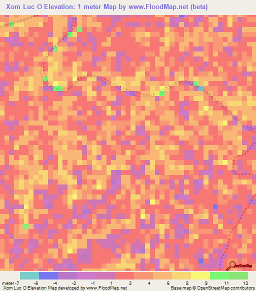 Xom Luc O,Vietnam Elevation Map