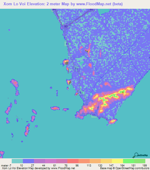 Xom Lo Voi,Vietnam Elevation Map