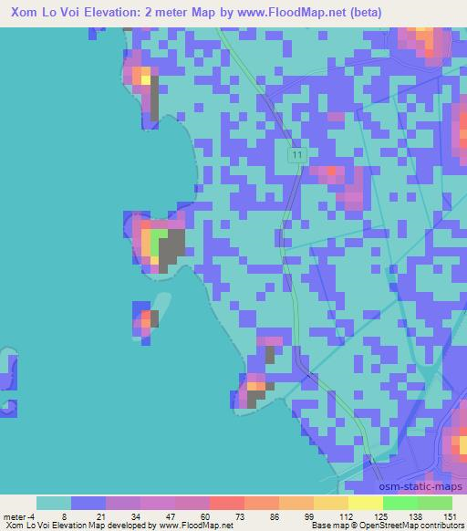 Xom Lo Voi,Vietnam Elevation Map