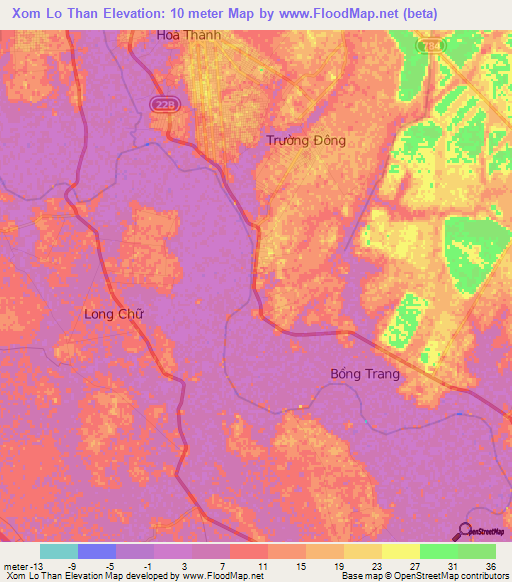 Xom Lo Than,Vietnam Elevation Map