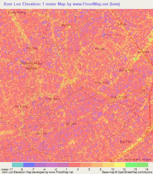 Xom Lon,Vietnam Elevation Map