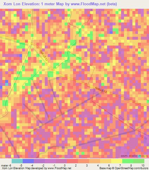 Xom Lon,Vietnam Elevation Map