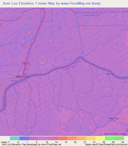 Xom Lon,Vietnam Elevation Map