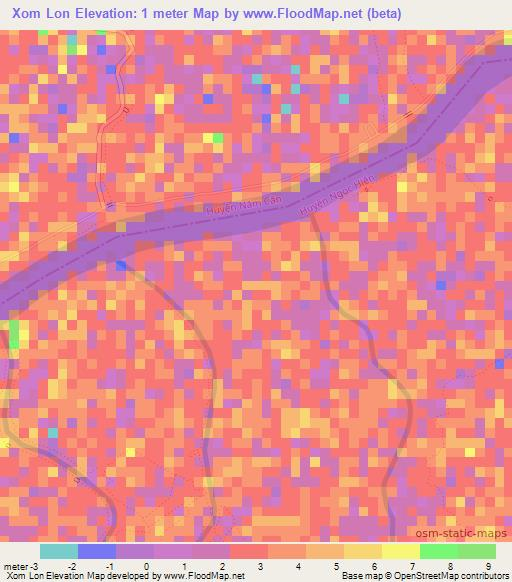 Xom Lon,Vietnam Elevation Map