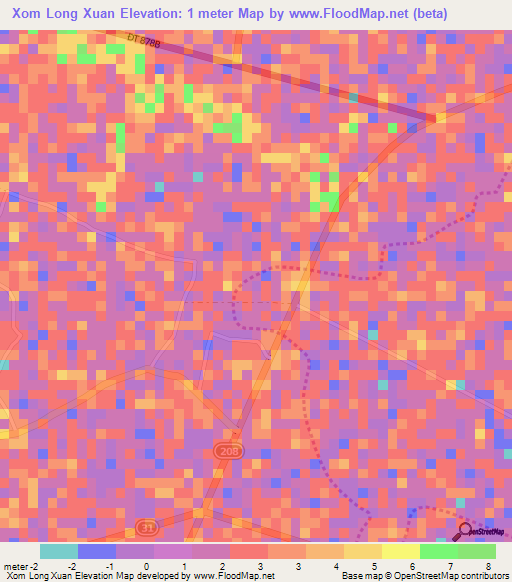 Xom Long Xuan,Vietnam Elevation Map