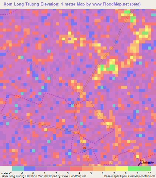 Xom Long Truong,Vietnam Elevation Map