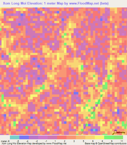 Xom Long Moi,Vietnam Elevation Map