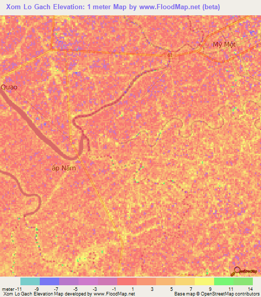 Xom Lo Gach,Vietnam Elevation Map