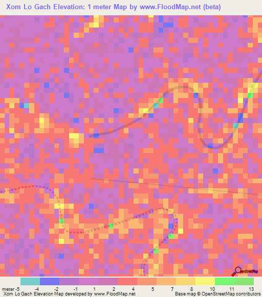 Xom Lo Gach,Vietnam Elevation Map