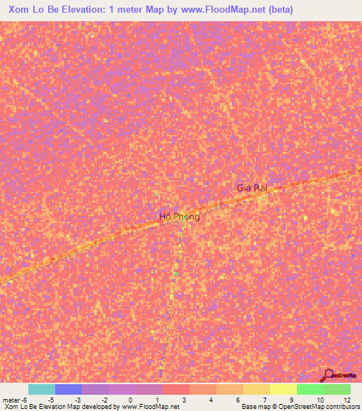 Xom Lo Be,Vietnam Elevation Map