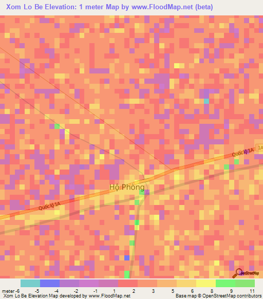 Xom Lo Be,Vietnam Elevation Map