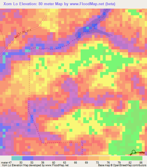 Xom Lo,Vietnam Elevation Map