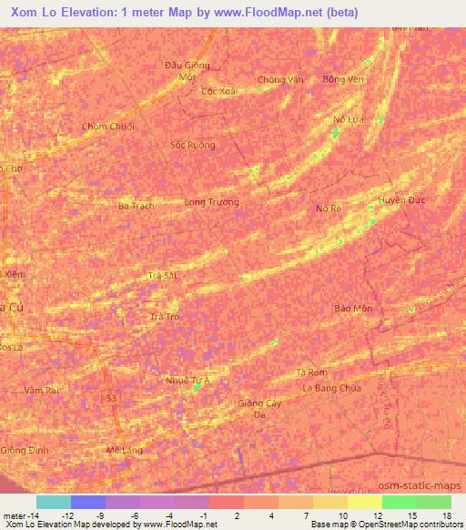 Xom Lo,Vietnam Elevation Map