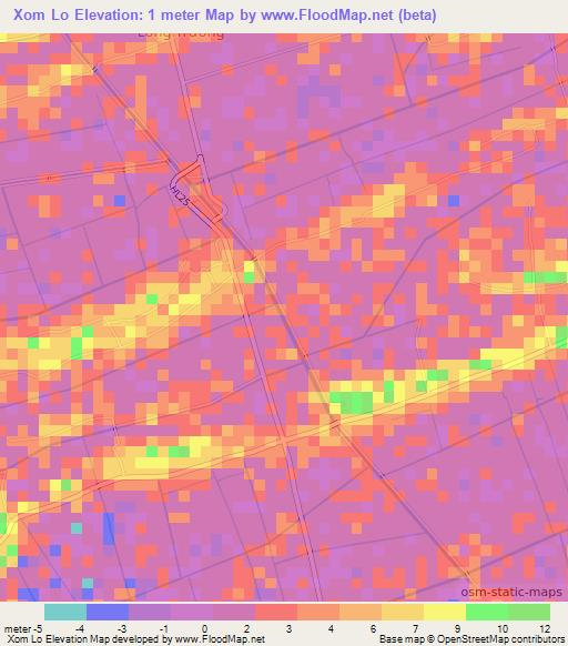 Xom Lo,Vietnam Elevation Map