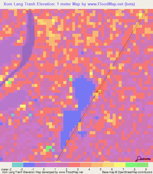 Xom Lang Tranh,Vietnam Elevation Map