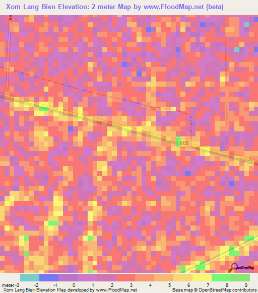 Xom Lang Bien,Vietnam Elevation Map