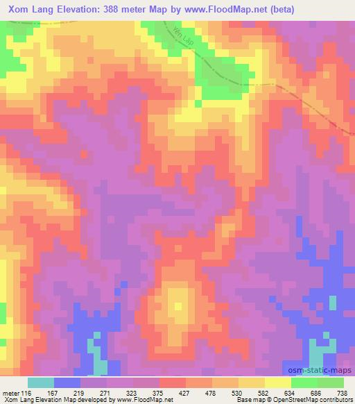 Xom Lang,Vietnam Elevation Map