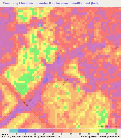 Xom Lang,Vietnam Elevation Map