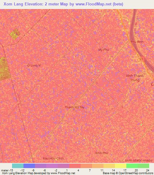 Xom Lang,Vietnam Elevation Map