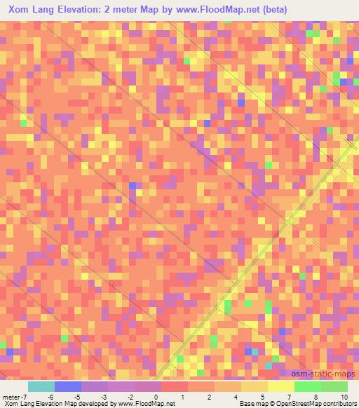 Xom Lang,Vietnam Elevation Map