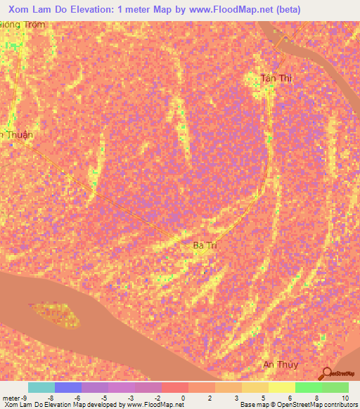 Xom Lam Do,Vietnam Elevation Map