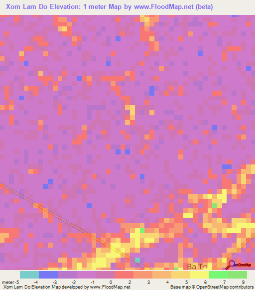 Xom Lam Do,Vietnam Elevation Map