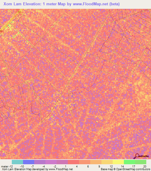 Xom Lam,Vietnam Elevation Map