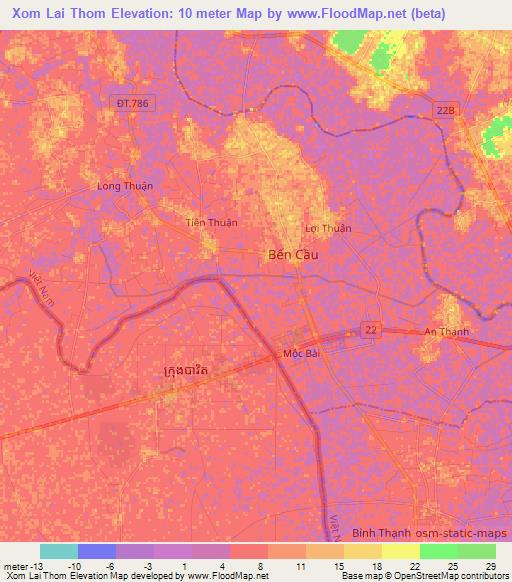 Xom Lai Thom,Vietnam Elevation Map