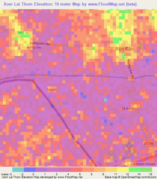 Xom Lai Thom,Vietnam Elevation Map