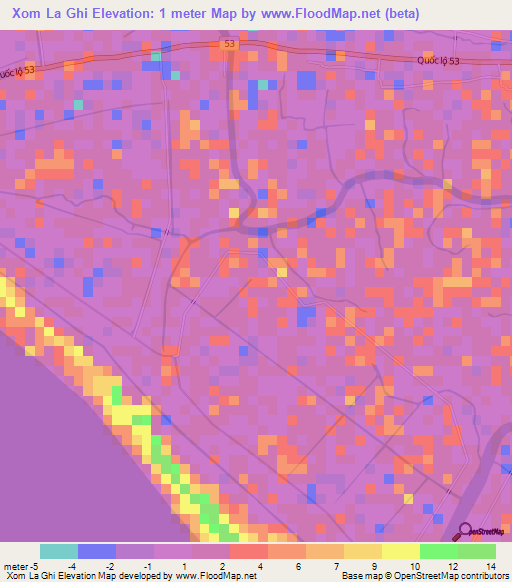 Xom La Ghi,Vietnam Elevation Map