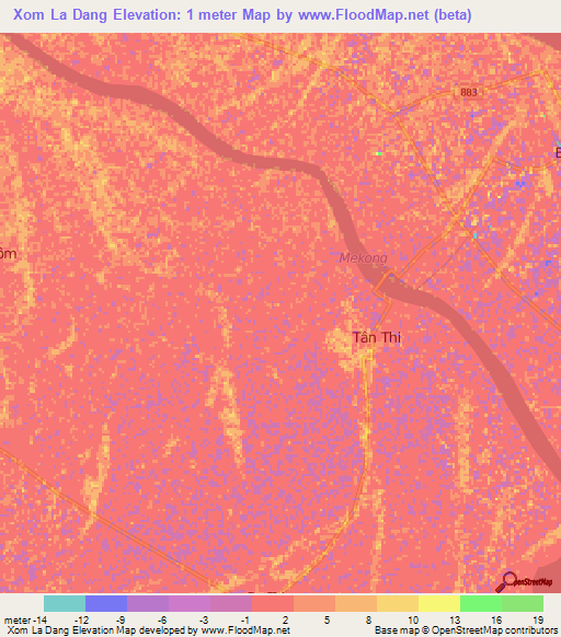 Xom La Dang,Vietnam Elevation Map