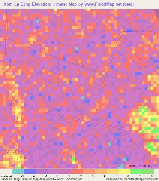 Xom La Dang,Vietnam Elevation Map