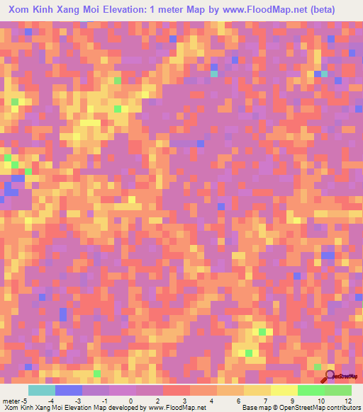 Xom Kinh Xang Moi,Vietnam Elevation Map