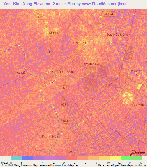 Xom Kinh Xang,Vietnam Elevation Map