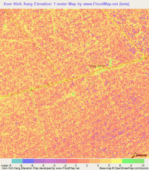 Xom Kinh Xang,Vietnam Elevation Map