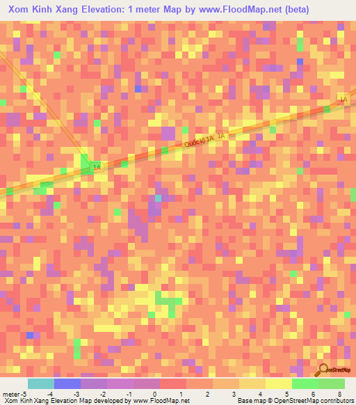 Xom Kinh Xang,Vietnam Elevation Map