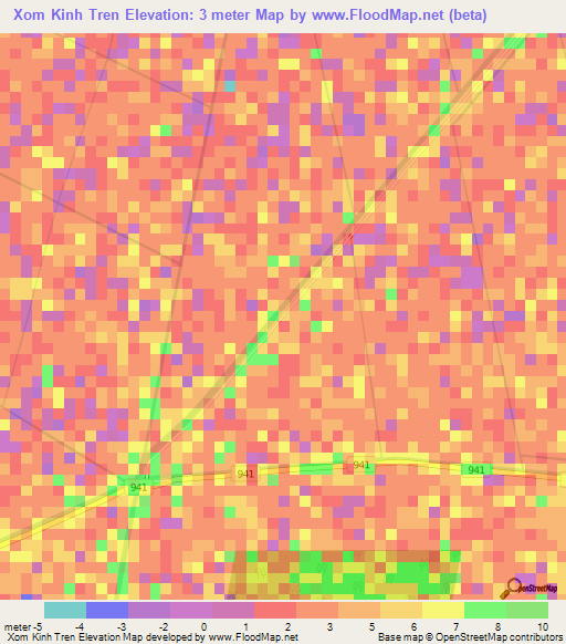 Xom Kinh Tren,Vietnam Elevation Map